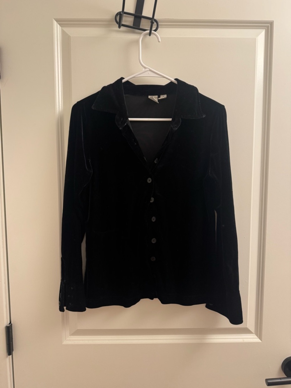 GAP Vintage Black Velvet Button-Front Women's Shirt Size Small